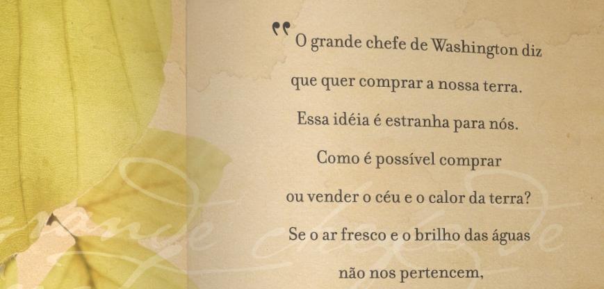 CARTA DO CACIQUE SEATTLE nas livrarias......