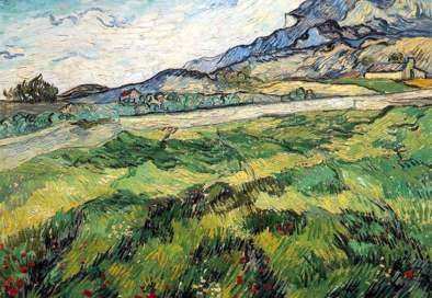 <b>The Green Wheat Field (verdes trigos)</b> - 1889 (290 Kb); Oil on canvas, 73 x 92 cm (28 3/4 x 36 1/4 in); Loan at Kunsthaus Zurich.